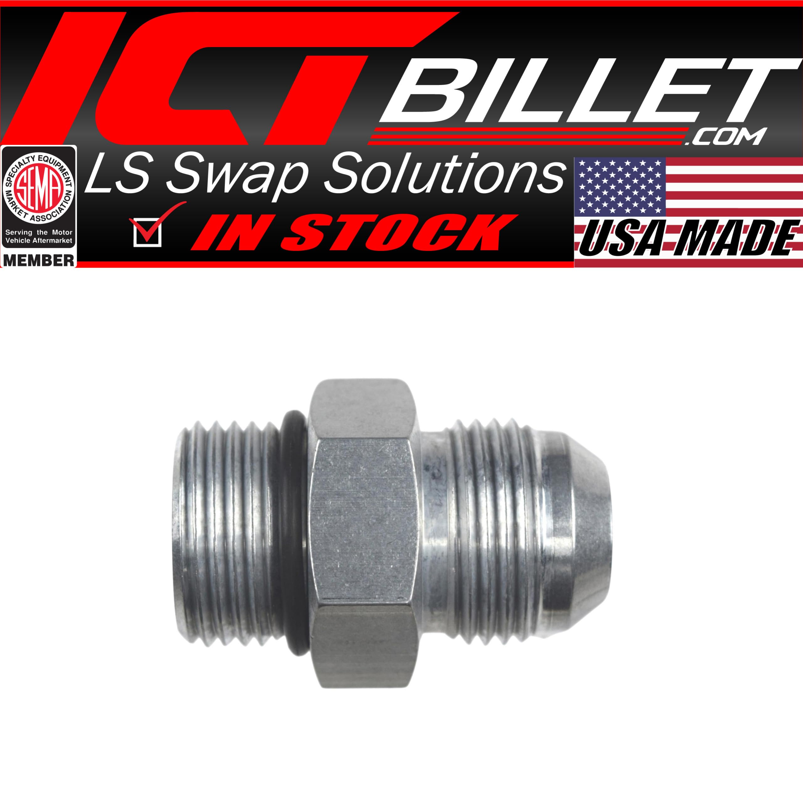 ICT Billet -12AN Flare to 12 Oring ORB Male Fuel Pump Rail Adapter Fitting Bare AN920-12-12A - Image 4