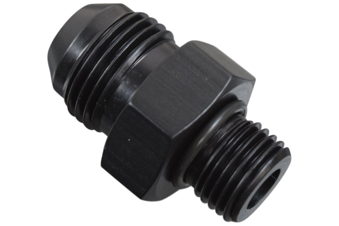 ICT Billet -8AN Flare to 6 Oring ORB Male Fuel Pump Rail Adapter Fitting Flare Hose Plumbing Oil Straight Thread Regulator Port Fluid End Black Anodized F08AN060R - Image 3