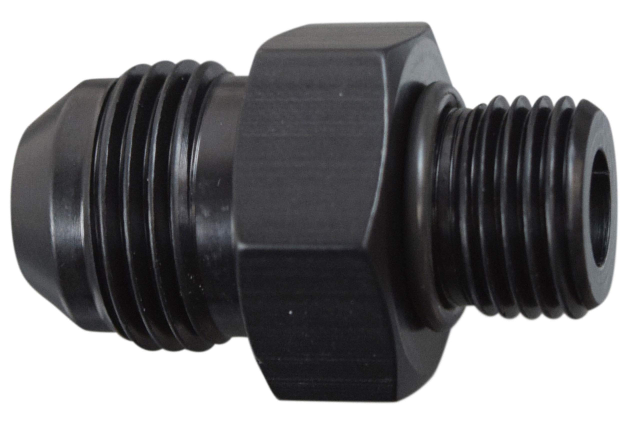 ICT Billet -8AN Flare to 6 Oring ORB Male Fuel Pump Rail Adapter Fitting Flare Hose Plumbing Oil Straight Thread Regulator Port Fluid End Black Anodized F08AN060R - Image 5