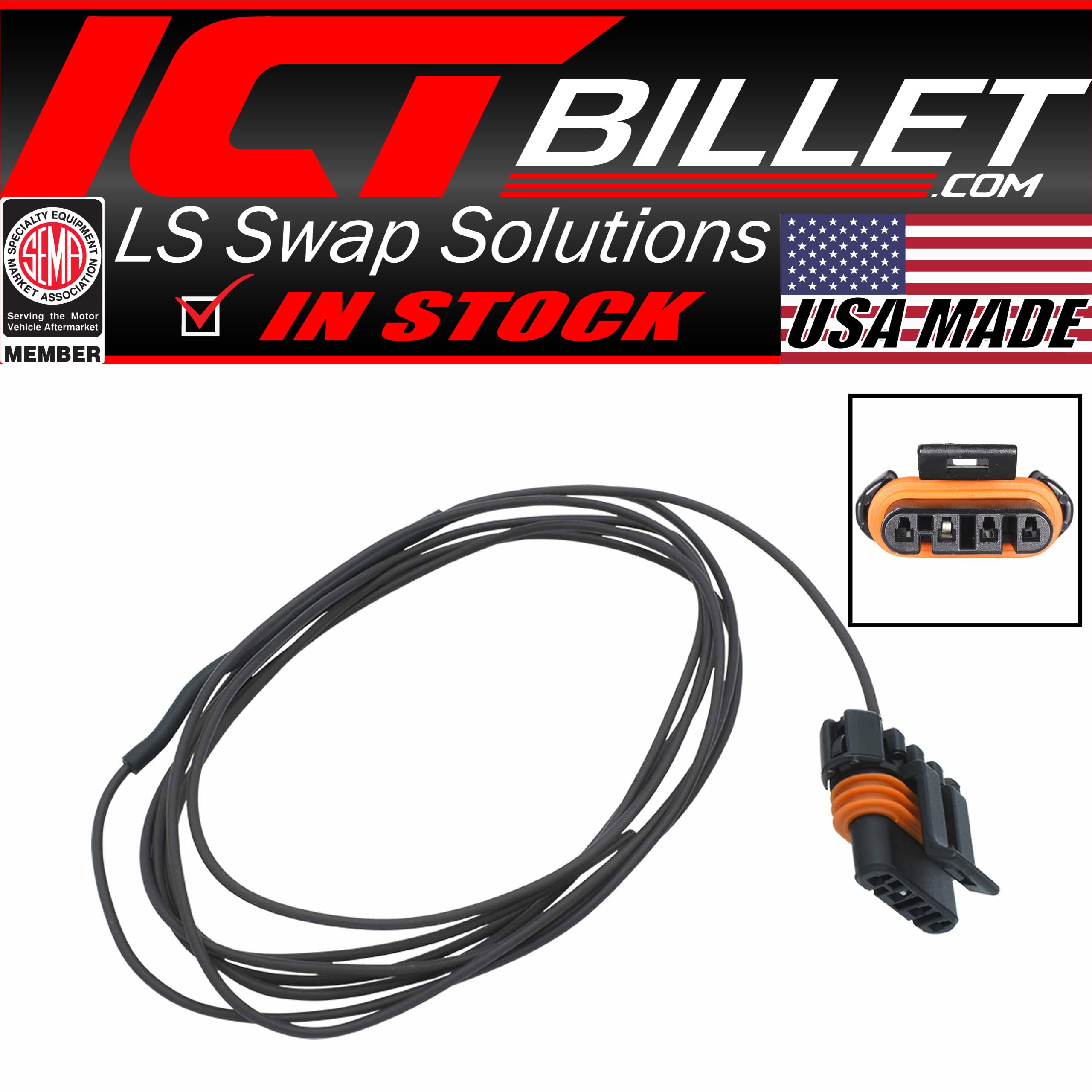 ICT Billet - 96" Resistor Wire Pigtail Converts 12v to Signal - LS Gen III - 4 pin Alternator 105A WPALT31 Assembled in Wichita, Kansas with USA made OEM grade TXL wire - Image 3