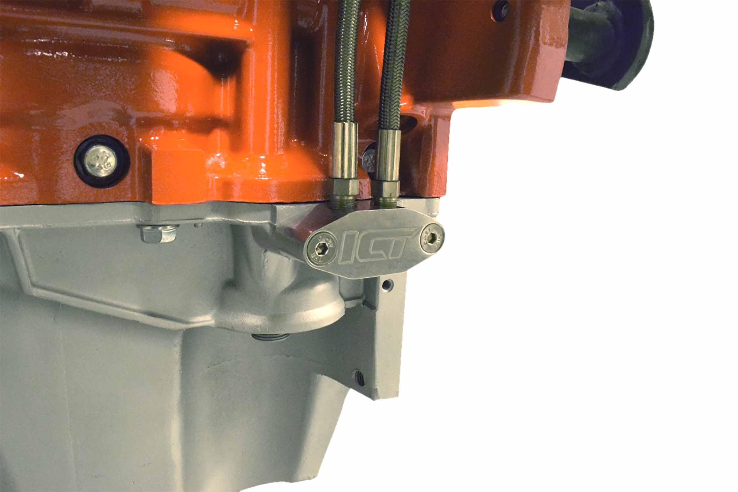 ICT Billet LS Twin Turbo Dual 90 Degree 1/8" NPT Oil Feed LINE Adapter Plate LS1 LSX kit Port LS3 Right Angle Billet Plate Supply Pressure Sensor Cover 551533 - Image 4