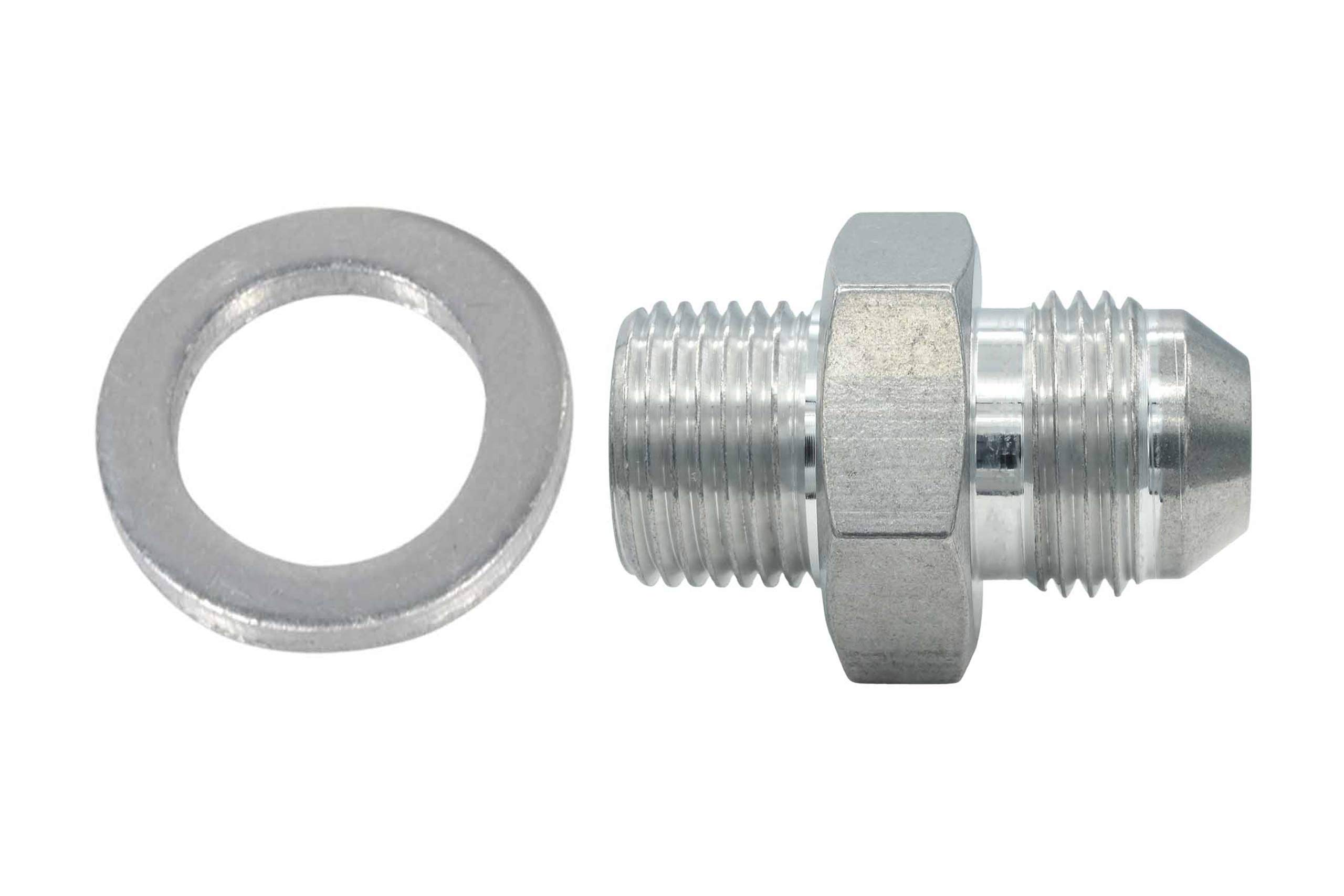 ICT Billet M18x1.5 to 8AN Bosch Pump Outlet Fitting Adapter 8AN to M18x1.5 Thread Connector Fluid Designed & Manufactured in the USA Bare Aluminum F08ANM1815 - Image 3