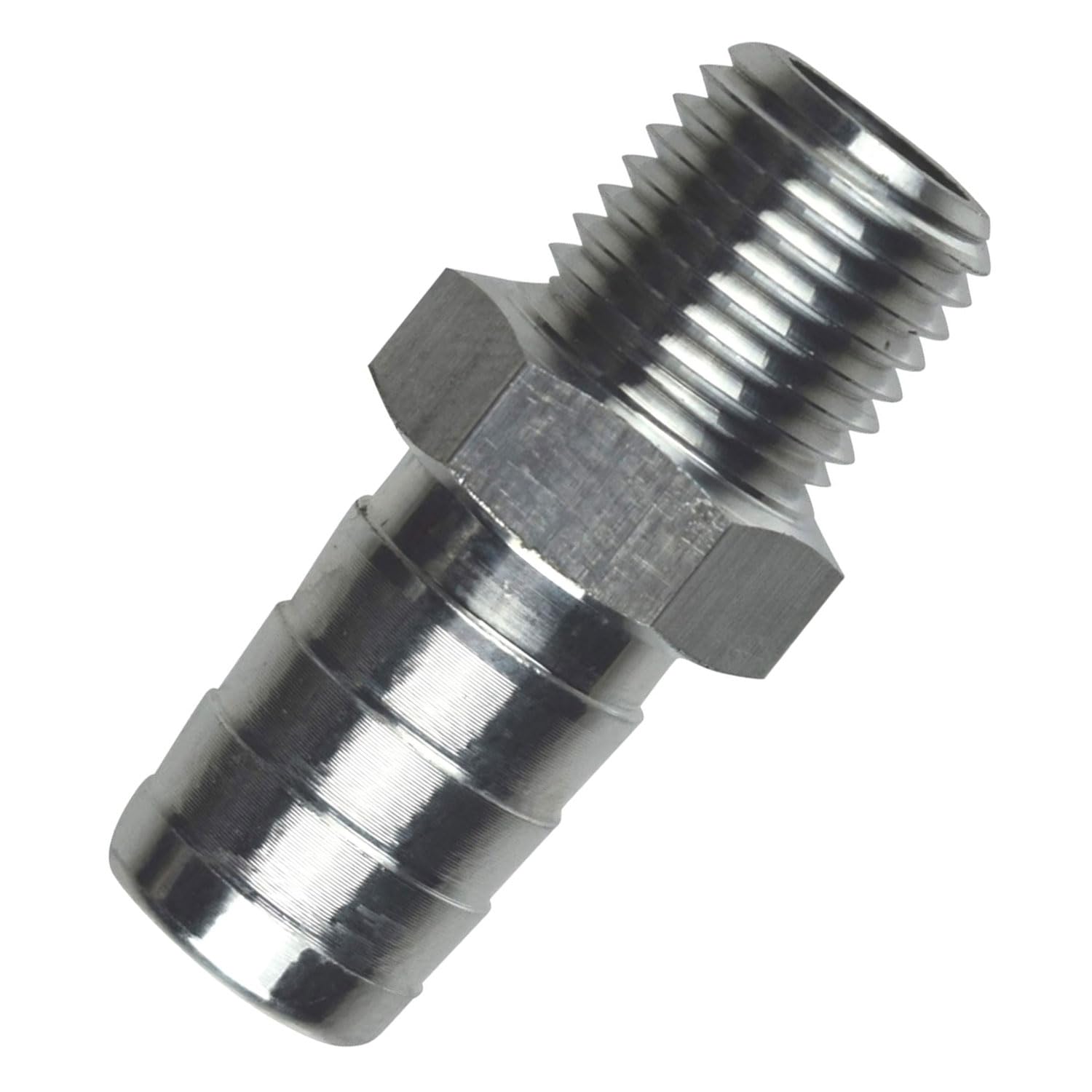 ICT Billet Straight 1/4" NPT Pipe to 1/2" .500" Hose Barb Fitting Bare Aluminum AN840-08-04A - Image 3