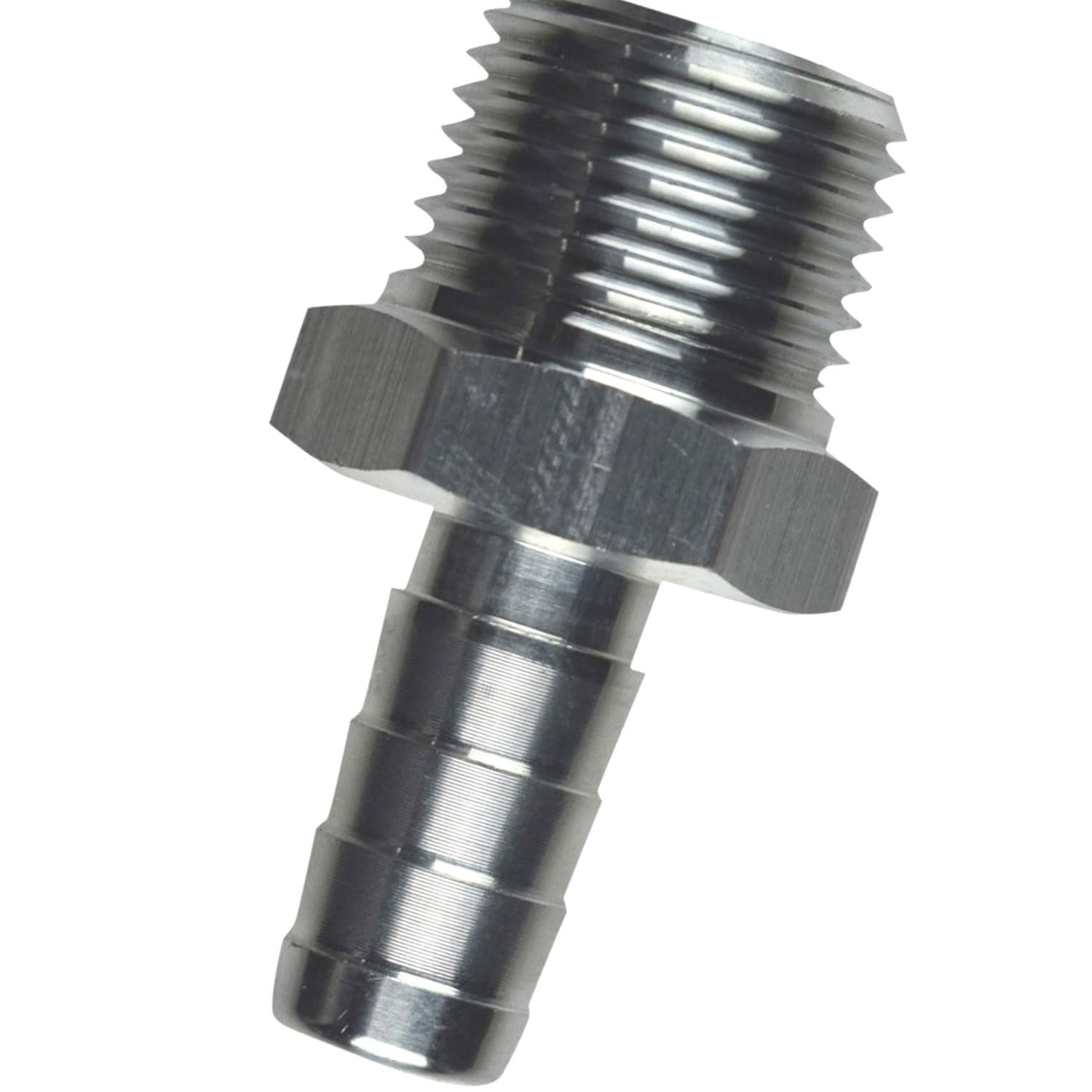 ICT Billet Straight 3/8" NPT Pipe to 3/8" .375" Hose Barb Fitting Bare Aluminum AN840-06-06A - Image 3